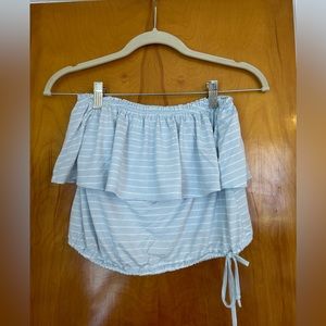 Abercrombie & Fitch Tube Top, Baby Blue with White Stripes, size Small